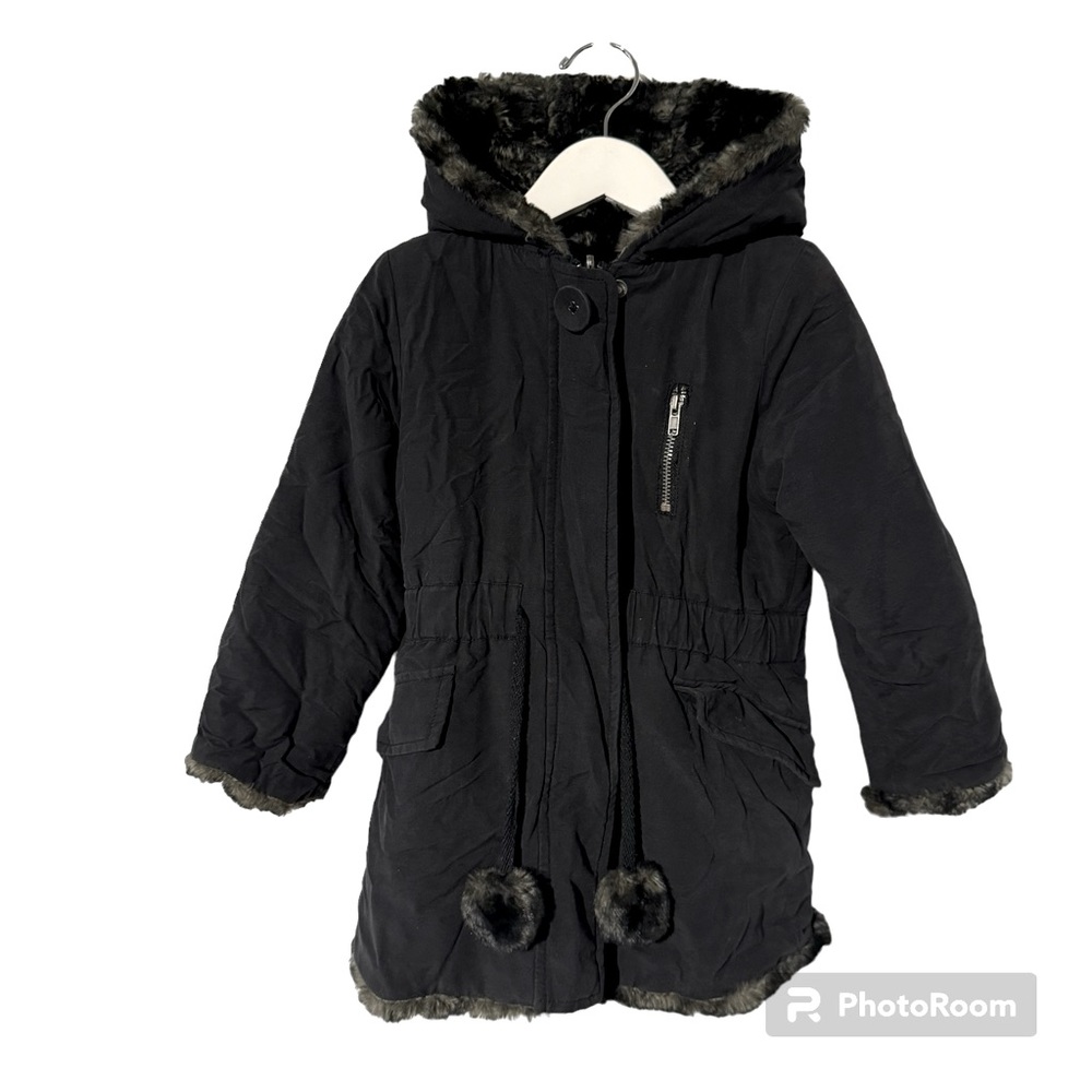 Kids coat unisex 3T 4T extra warm black fur